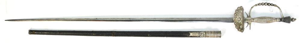 European Small Sword with White Metal Handle, 34" Length. (1 of 4)