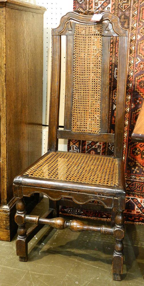 17th Century Cane Inset Oak Side Chair, 40 3/4" High: 17th Century Cane Inset Oak Side Chair, 40 3/4" High