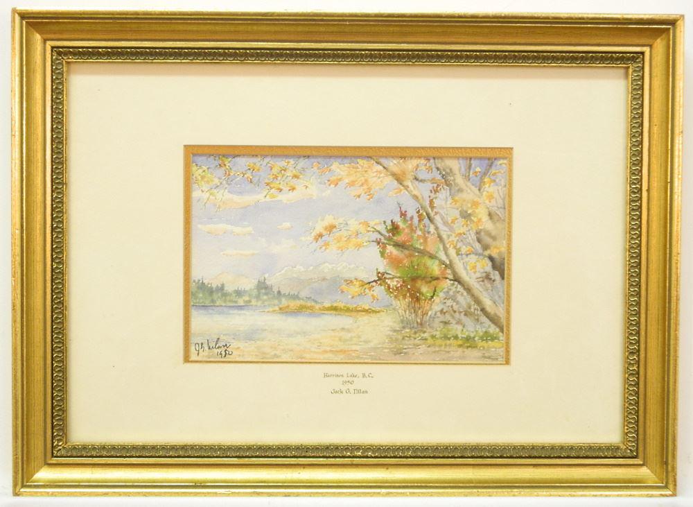 Watercolour Signed J.(Jack) G. Nilan, 6 1/4" x 9 7/8", "Harrison Lake, BC". (1 of 5)