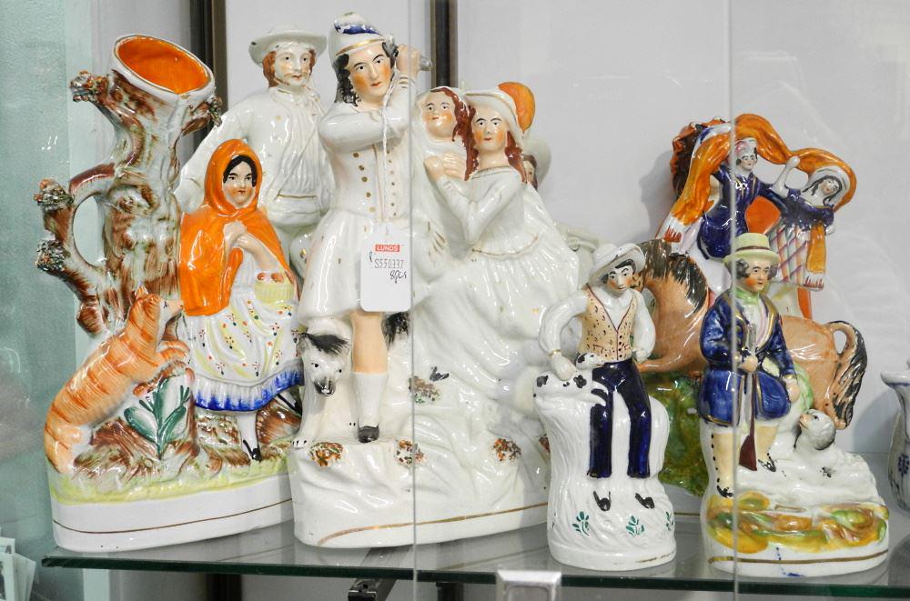 8 Staffordshire Pottery "People With Animals" Figures, 6 1/8 - 10 1/4" Tall (1 of 1)