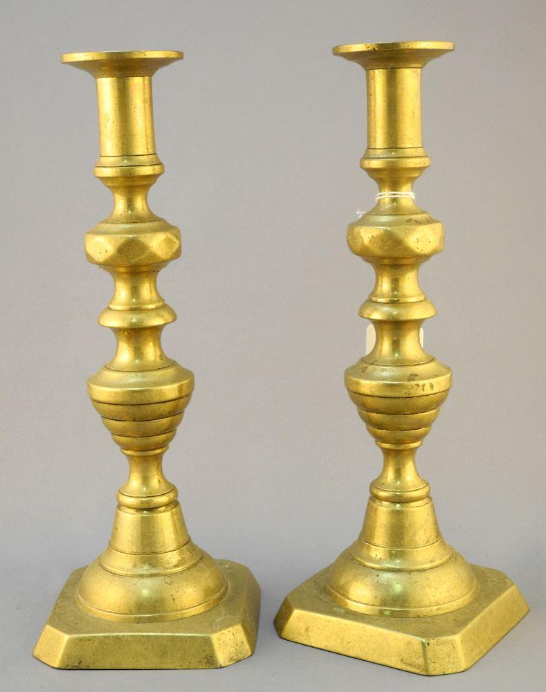 Pair of 19th Century Brass Candlesticks, 10 3/4". (1 of 1)