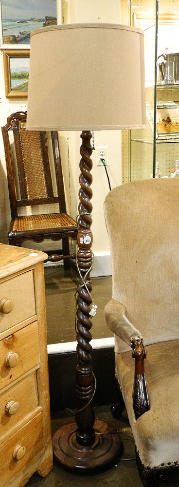 Barley Twist Walnut Floor Lamp, 63"H. (1 of 1)
