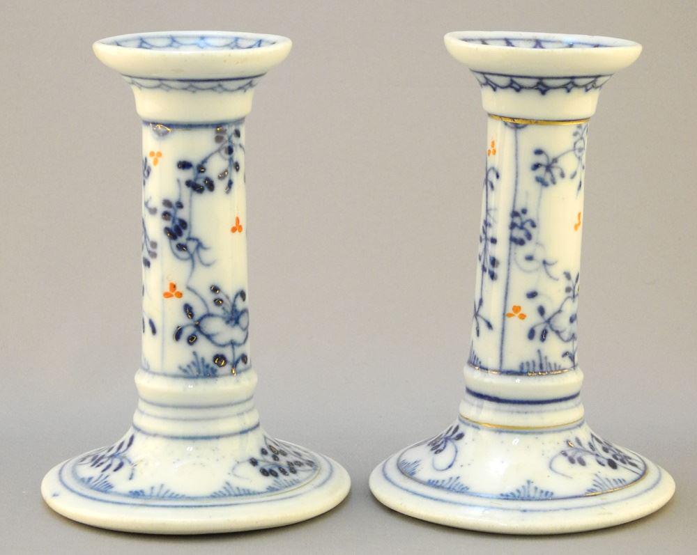 Pair of Dutch Porcelain Candlesticks, 5 3/4"H. (1 of 3)