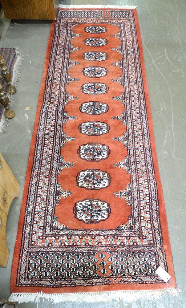 Hand Knotted Bokhara Runner, As Found Approx. 101" X 32". (1 of 3)