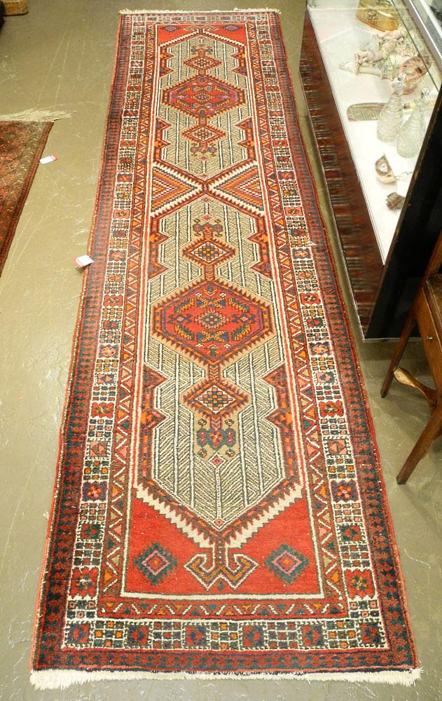 Hand Knotted Persian Runner, Approx. 135" X 35 1/2", Condition Noted. (1 of 3)
