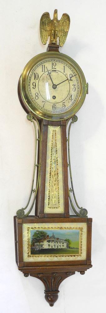 American Federal Period Chelsea Banjo Wall Clock, Marked Inside 32". (1 of 11)