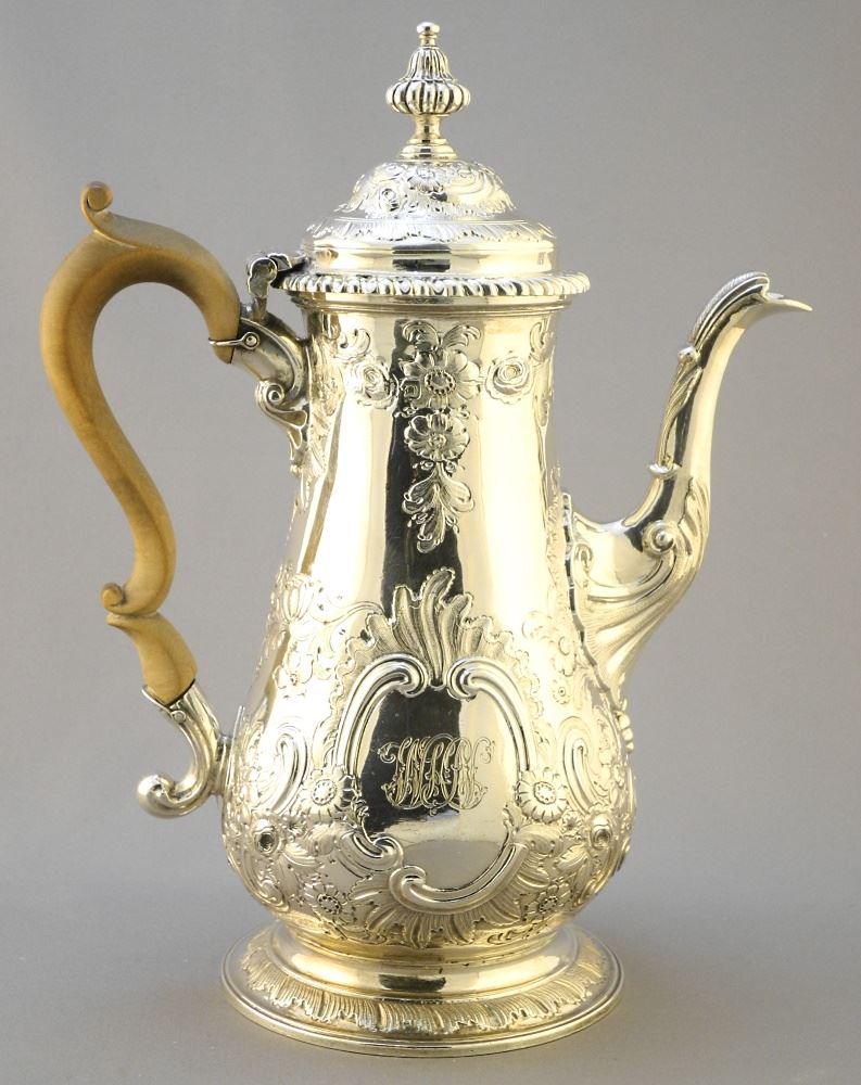 George II Silver Coffee Pot - London 1759, 10 1/4" - 31.2 oz. (1 of 9)