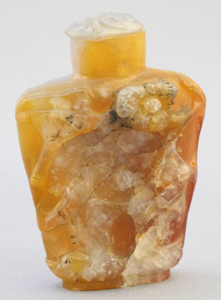 Chinese Carved Agate Snuff Bottle, 2 3/4"H. (1 of 7)