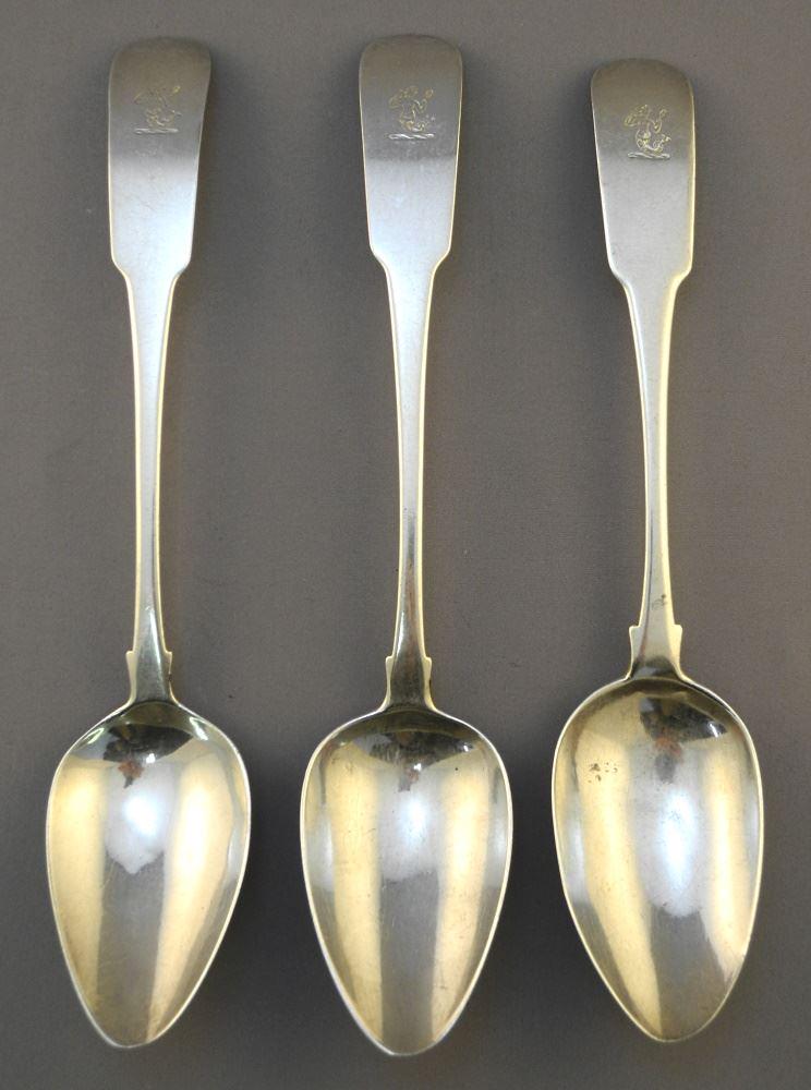 3 Silver Table Spoons: 2 Irish / 1 Seymour, 9 1/4", 179 grams. (1 of 6)