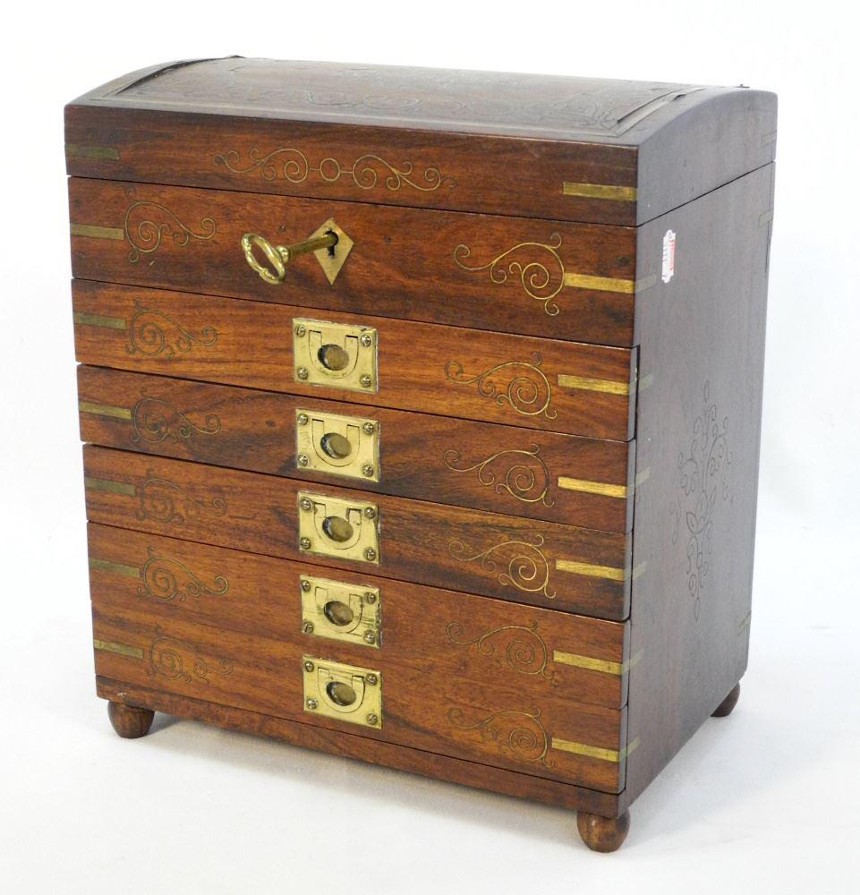 Inlaid Rosewood Specimen Chest, 12 1/4"X11"X7" Signed "M. Hayat & Bros. Ltd." (1 of 11)