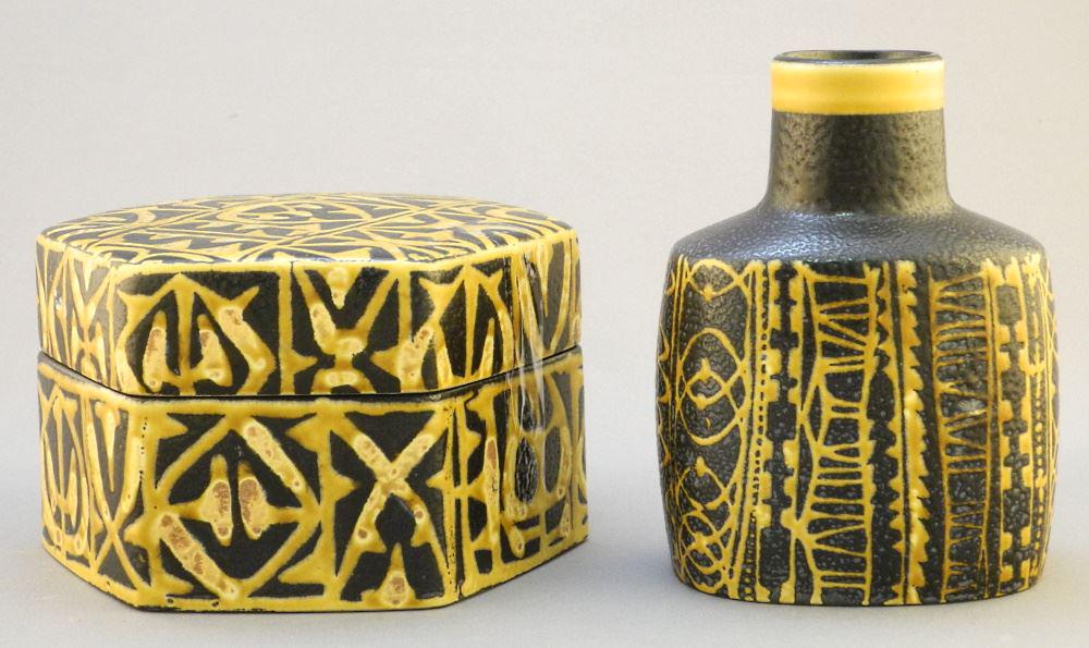 Royal Copenhagen Baca Box & Vase, Design: Nils Thorsson 3 3/8"x5 1/8" H. (1 of 6)