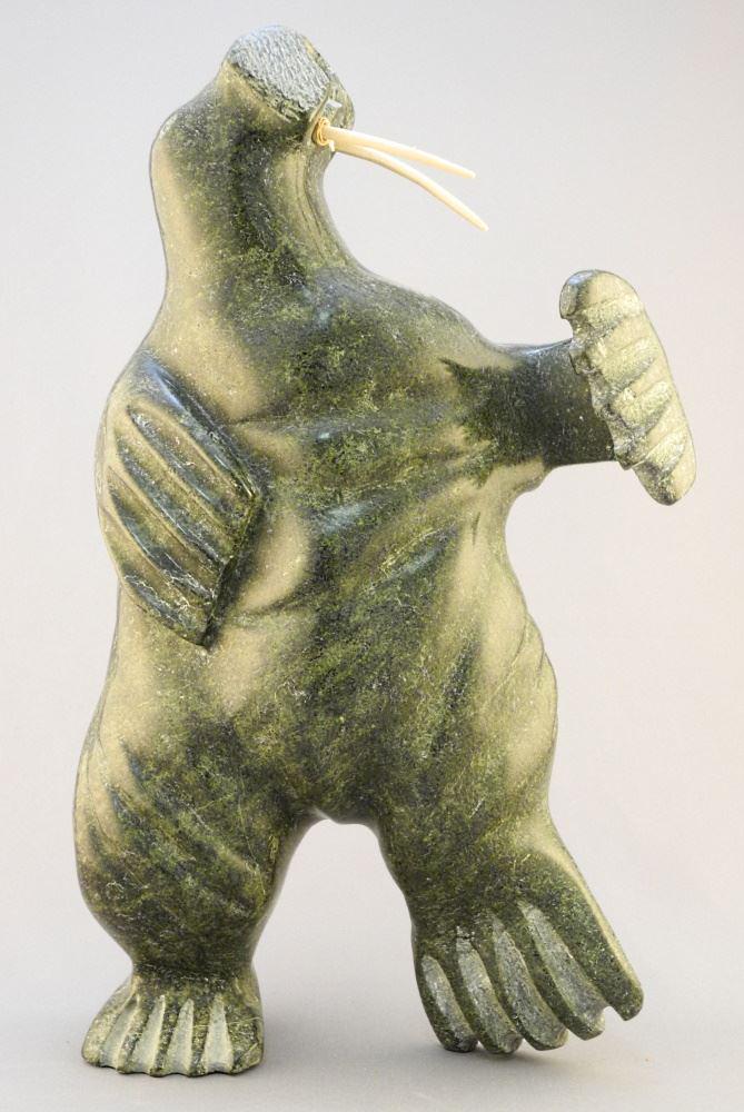 Inuit Stone Carving, 13 7/8" X 9"X 3 3/4", "Dancing Walrus". (1 of 7)