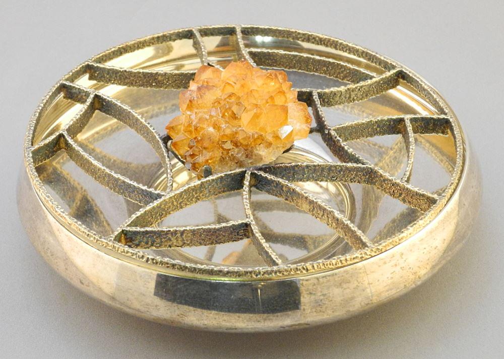 Hallmarked Silver Crystal Specimen Bowl: George Grant MacDonald -London 1972, 596 grams. (1 of 8)