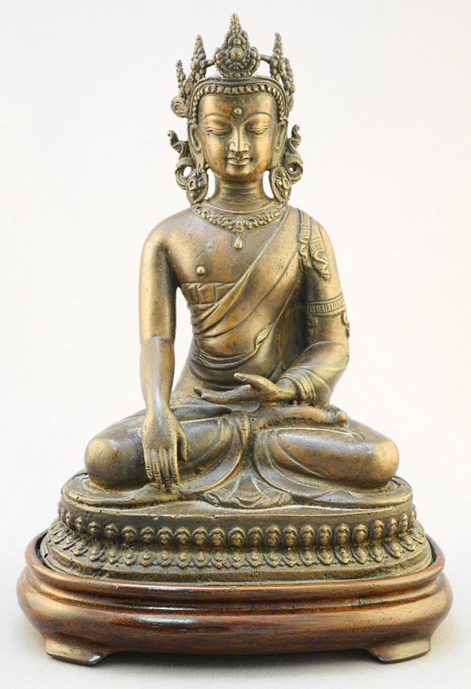 Tibetan Copper Alloy Figure of the Buddha, With Stand 7 3/4". (1 of 6)