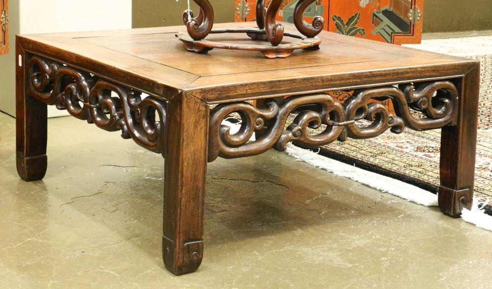 19th Century Chinese Rosewood Square Low Table, 11" X 24 1/8" X 24 1/8". (1 of 3)