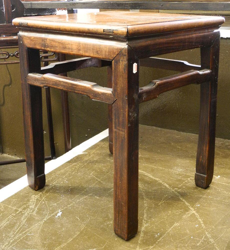 19th Century Chinese Rosewood Square Table, 20" X 15 7/8" X 15 7/8". (1 of 3)