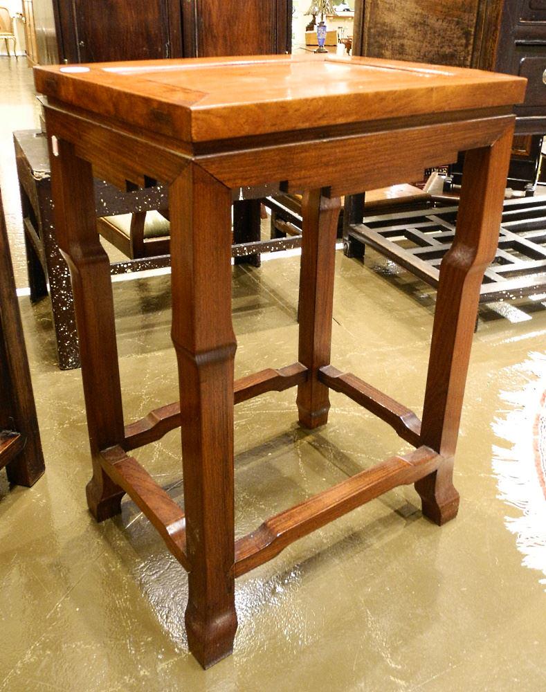 Chinese Rosewood High Stool, 24" X 17" X 13". (1 of 2)