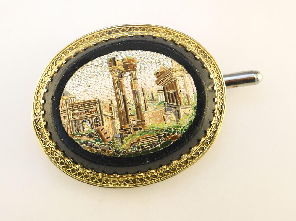 Late Victorian Micro Mosaic Brooch on 18K (tested) gold. (1 of 4)