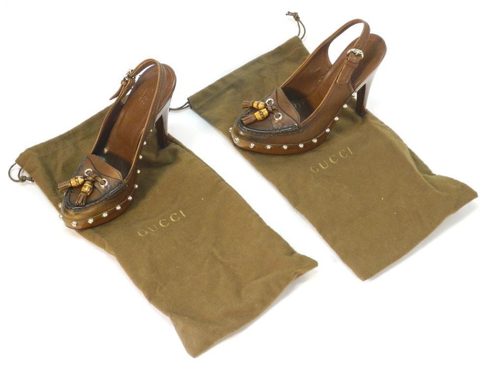 Pair of Gucci Loafer Slingbacks, Size 7 1/2. (1 of 6)