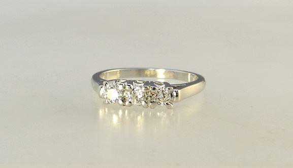 Platinum (Marked) & 3 Diamond Ring, Size 6, TW:4.93 Grams. (1 of 3)