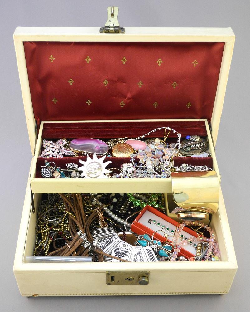 Musical Jewelery Box with Designer (Sherman) & Sterling & Semi-Precious Stone Jewels.: Musical Jewelery Box with Designer (Sherman) & Sterling & Semi-Precious Stone Jewels.