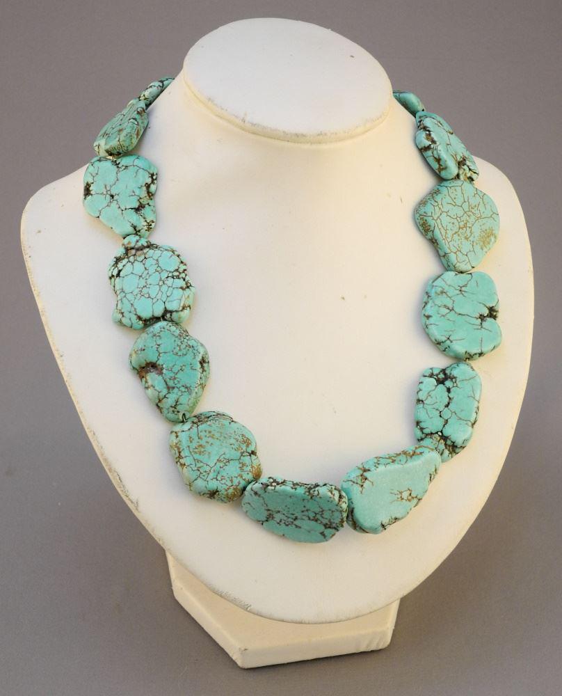 Chunky Large Turquoise Necklace, 17 1/2". (1 of 2)
