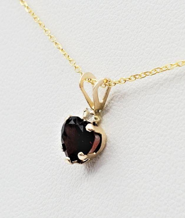 10K Yellow Gold Garnet & Gemstone Heart Pendant with Sterling Silver Chain. (1 of 4)