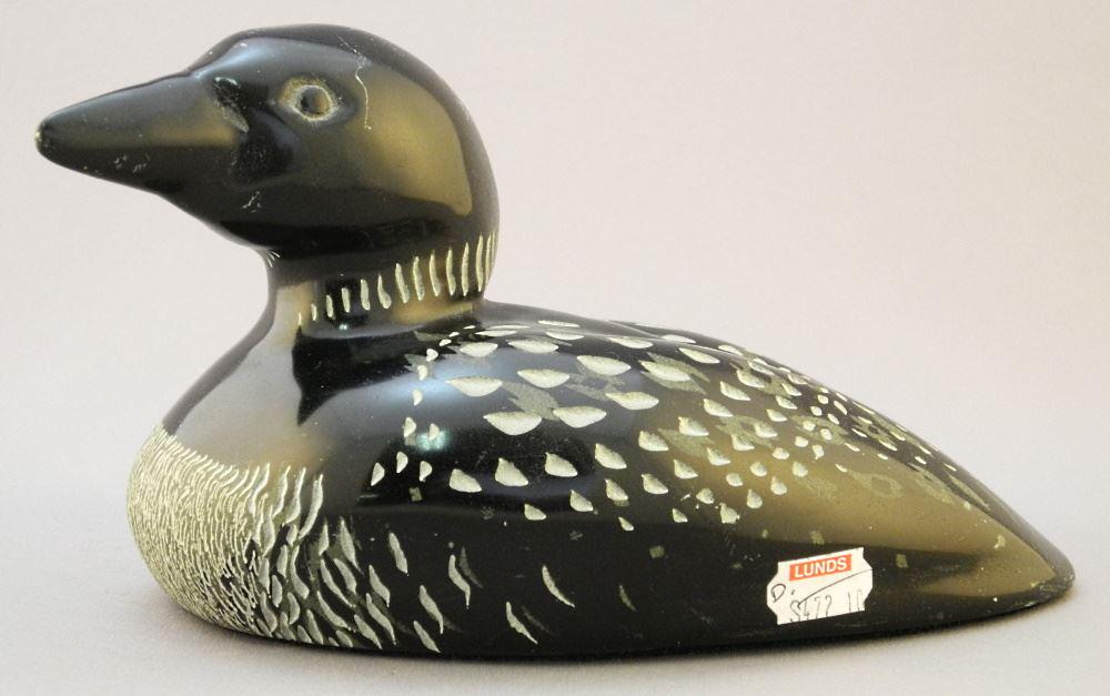 Carved Stone Loon Signed Roy Hinz, 4 1/2"X3 3/4"X8". (1 of 3)