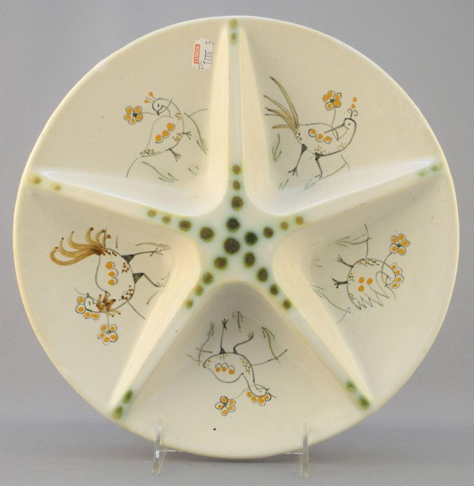 Buchan Pottery Scotland Sectional Dish, 11 3/8" Diameter (1 of 3)