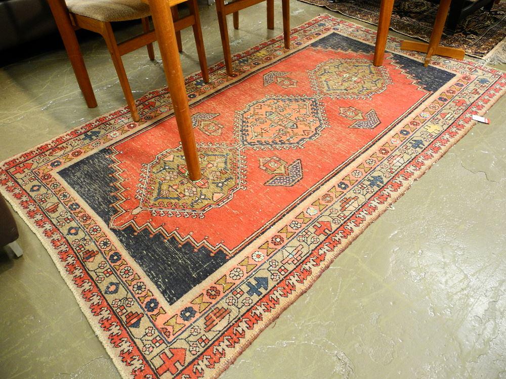 Iranian Carpet approx. 7' x 4', Worn. (1 of 3)