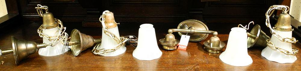 Pair of Brass Dual Branch Light Fixtures.: Pair of Brass Dual Branch Light Fixtures.