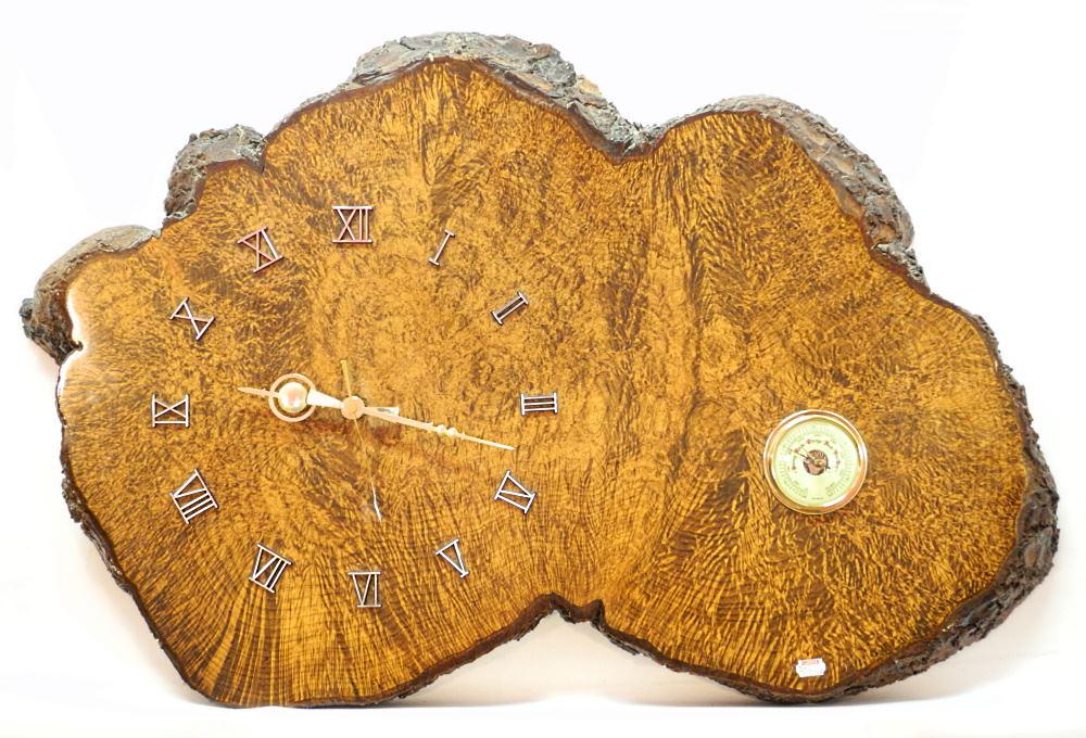 Vintage Burl Wood Wall Clock, 30" wide. (1 of 2)