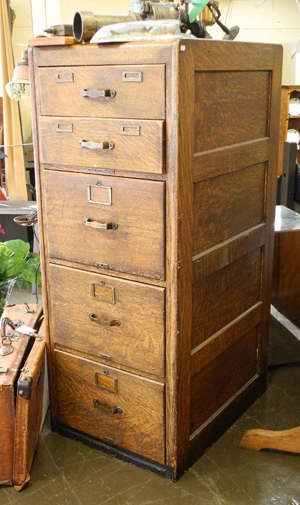 Oak 5 Drawer File Cabinet, 52 1/2"h. (1 of 2)
