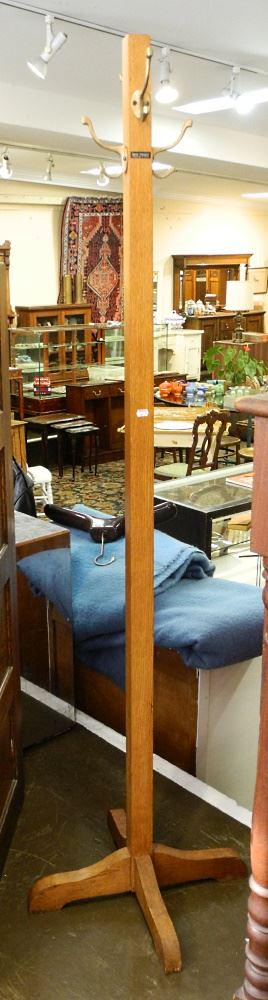 Oak Coat Stand, 66"h.: Oak Coat Stand, 66"h.