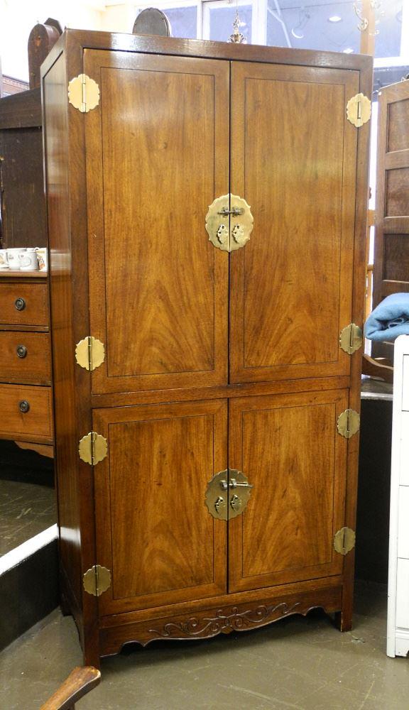 Henredon Chinese-Style Double Height Cabinet, 77 1/4" high.: Henredon Chinese-Style Double Height Cabinet, 77 1/4" high.