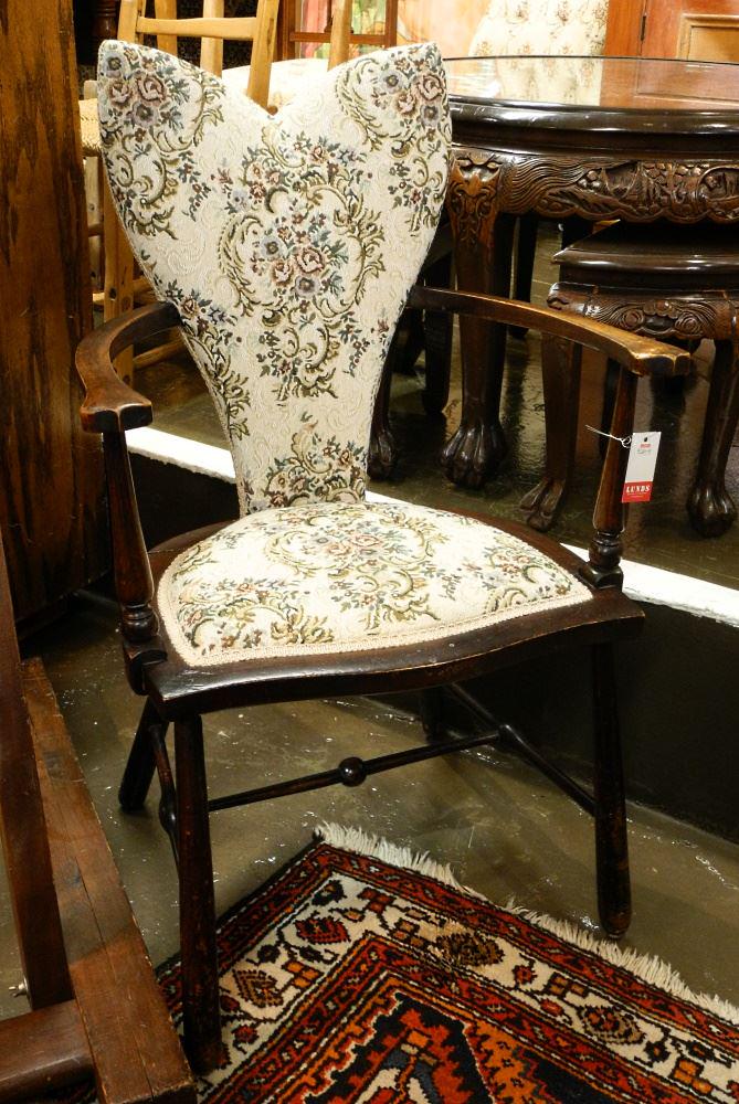 19th Century Narrow Waisted Occasional Chair, 35"L.: 19th Century Narrow Waisted Occasional Chair, 35"L.
