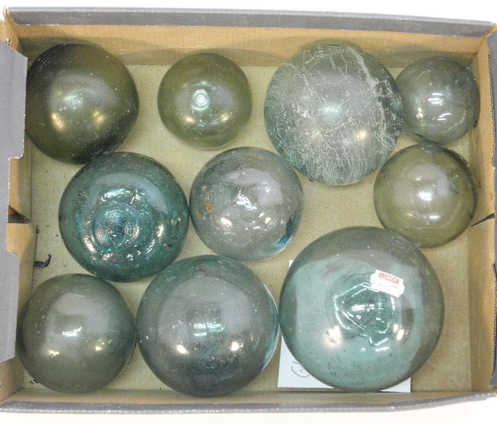 10 Japanese Glass Fishing Floats, Flores Island / Long Beach (1973 to 1986). (1 of 1)