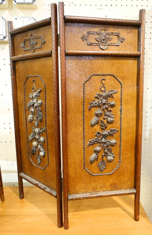 Bifold Draft Screen With Embossed Fruit Motifs, 29 1/4"h. (1 of 1)