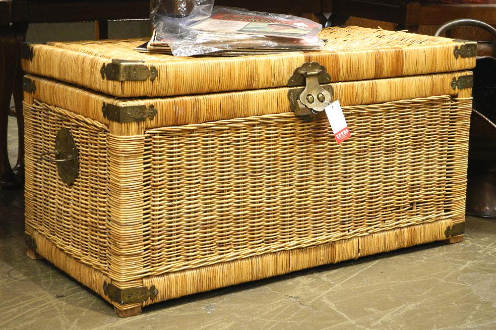 Wicker Chest With Brass Mounts, as found - 31 1/4" wide. (1 of 1)
