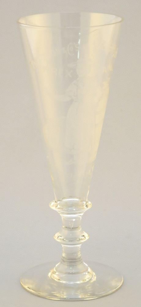 Antique Welsh branded ale glass.: Antique Welsh branded ale glass.