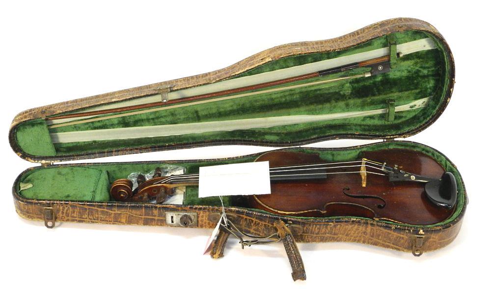 Mathias Neurer Violin in Case With Bow, 24"l.: Mathias Neurer Violin in Case With Bow, 24"l.