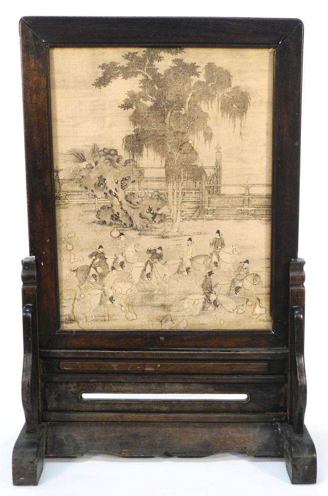 19th Century Rosewood Table Screen, Inset with a Later Print 24 5/8"X 16 1/4"X17 3/8". (1 of 5)