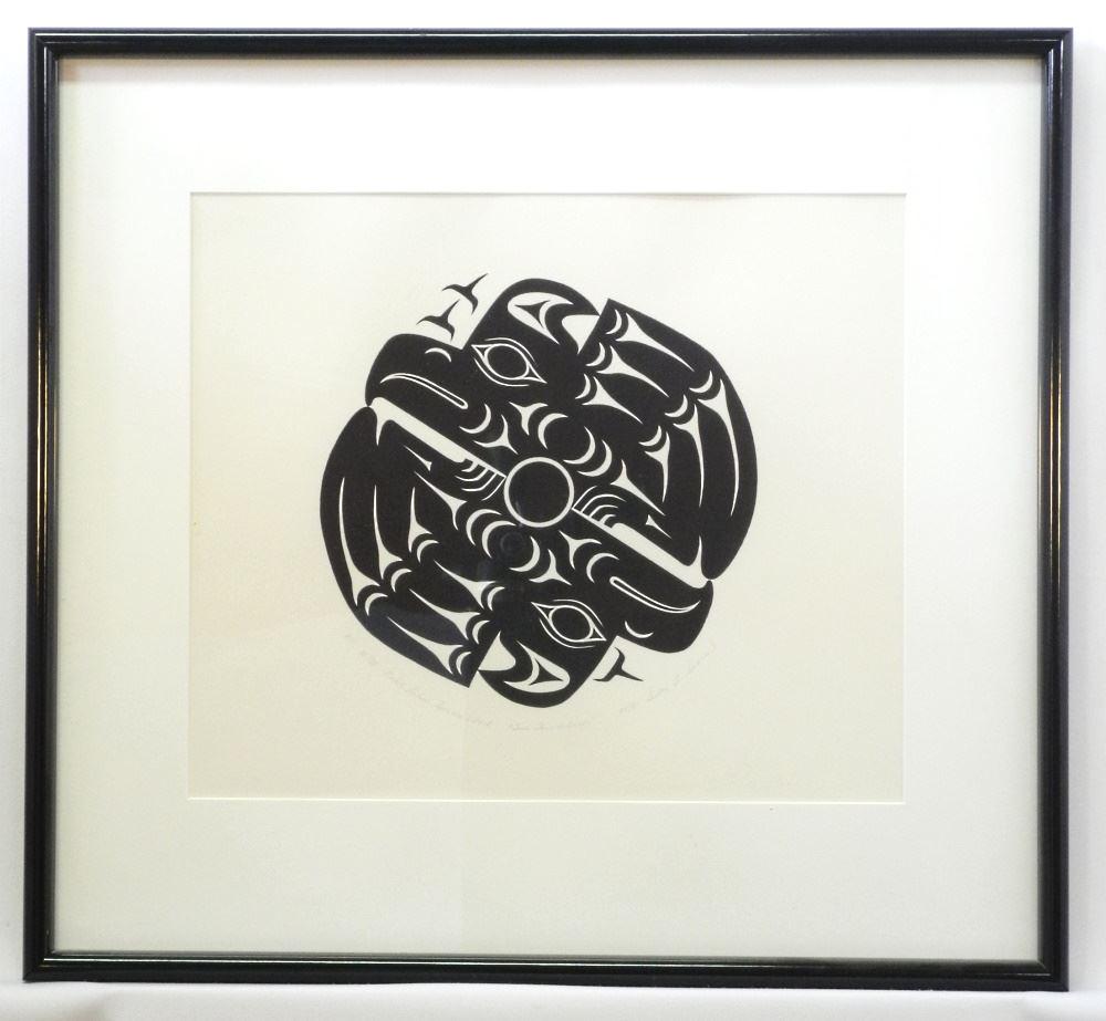 Serigraph Signed Susan A. Sparrow, 14" x 16 1/4", "Coast Salish Spindle Whorl, AP. (1 of 3)