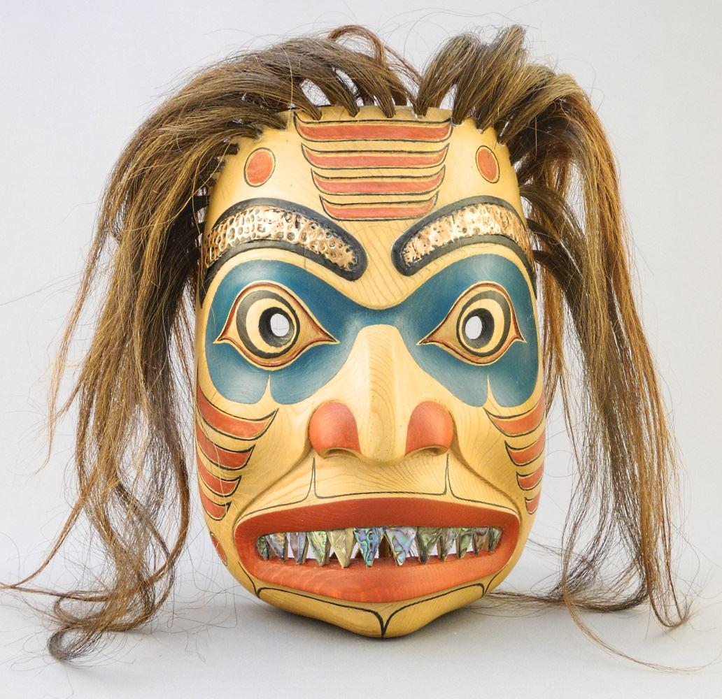 Northwest Coast Style "Dogfish" Mask Signed Paul Johnny, 9 5/8" x 6 7/8" x 3 1/4". (1 of 5)