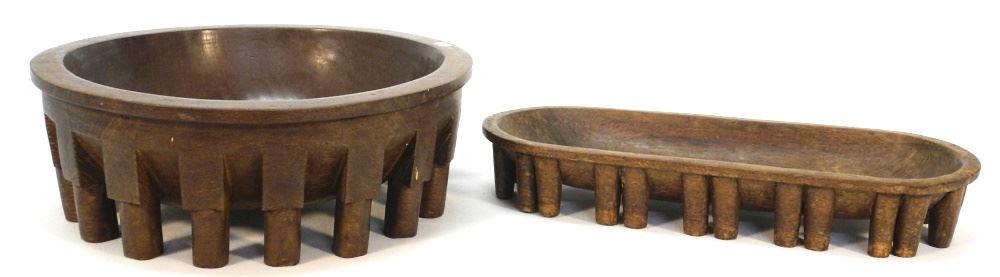 2 Samoan Kava Bowls, 17 1/2"W.: 2 Samoan Kava Bowls, 17 1/2"W.