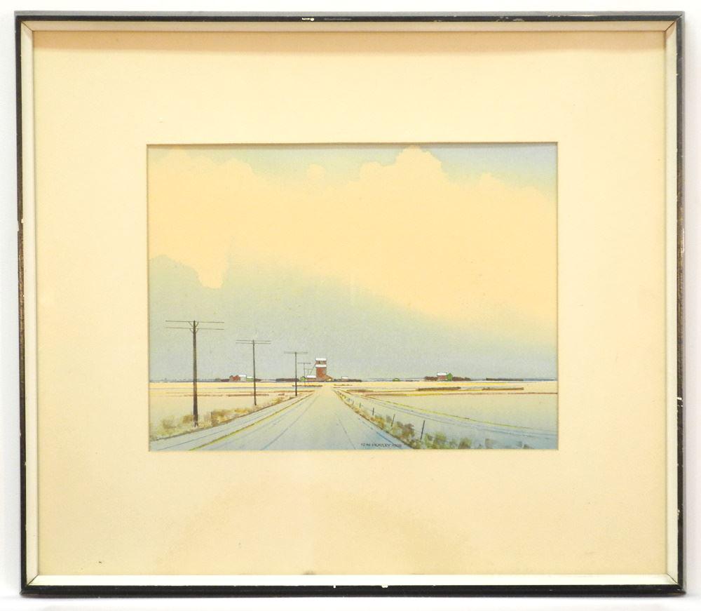 Watercolour Signed R.N. (Robert Newton) Hurley 1960, "Grain Elevator " 10 1/2"X14". (1 of 4)