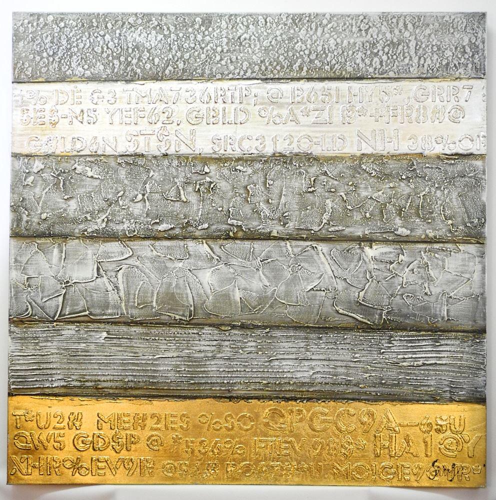 Oil on Canvas signed Sarah Brooke, 39" x 39", "Six Sections".: Oil on Canvas signed Sarah Brooke, 39" x 39", "Six Sections".
