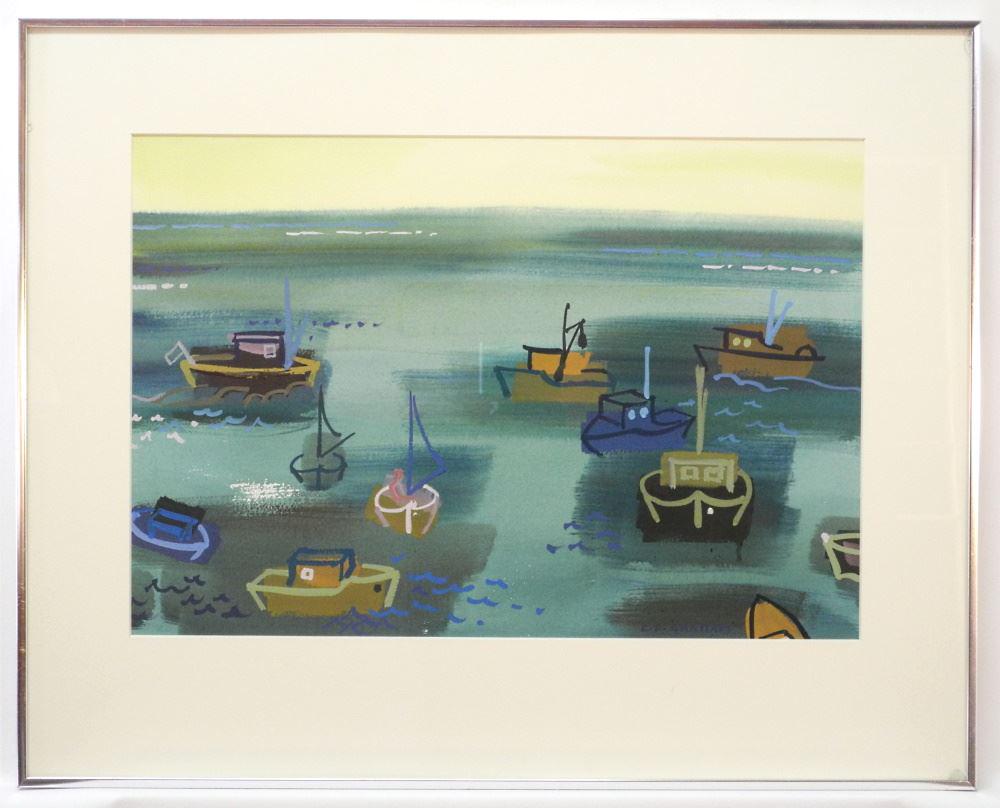 Casein on Paper Signed (Colin) C. Graham, 13 3/8" x 19 1/2", "Small Craft". (1 of 4)