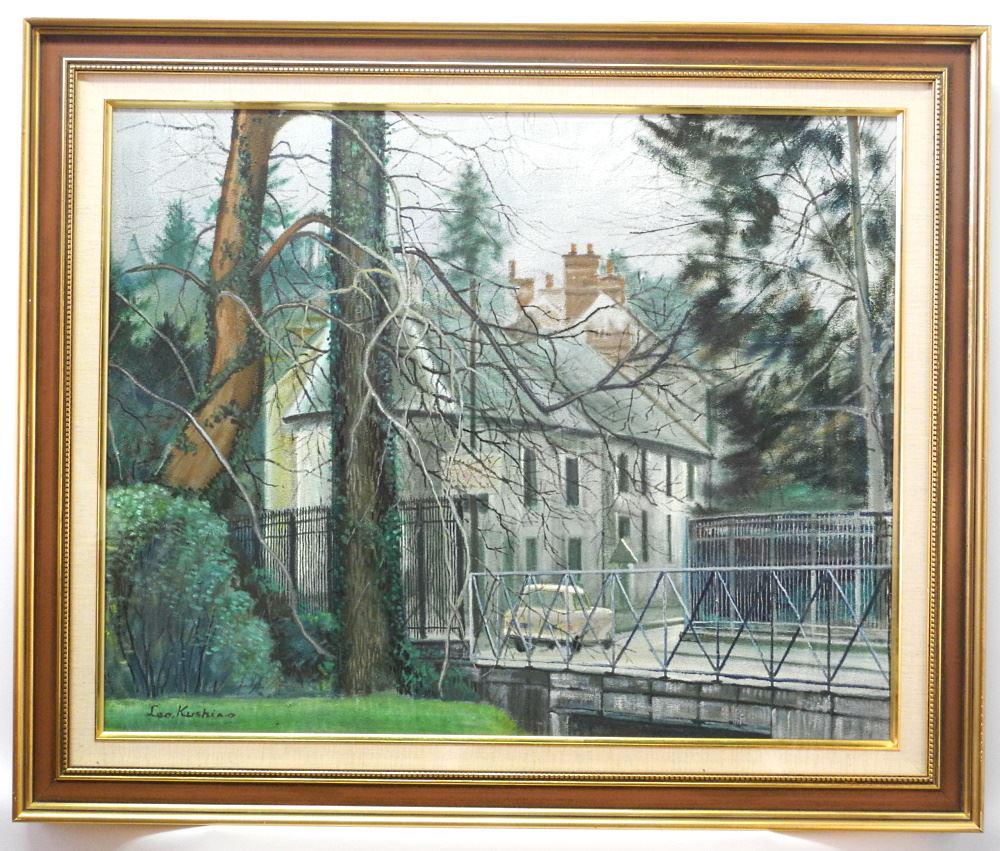 Oil on Canvas Signed Leo Kushino, 23 x 29", "French Mansion" (1 of 5)