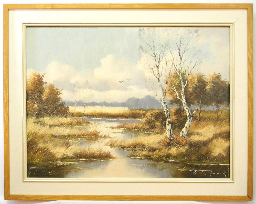 Oil on Canvas Signed Fritz Haack, 23" x 32","Alders".: Oil on Canvas Signed Fritz Haack, 23" x 32","Alders".
